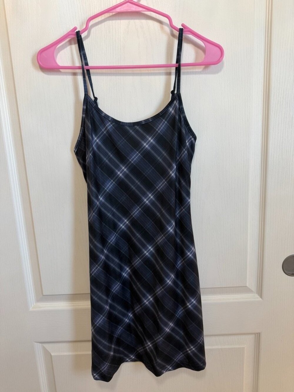 Black Gray Plaid Slip Mini Dress | Spaghetti Strap Cami Dress